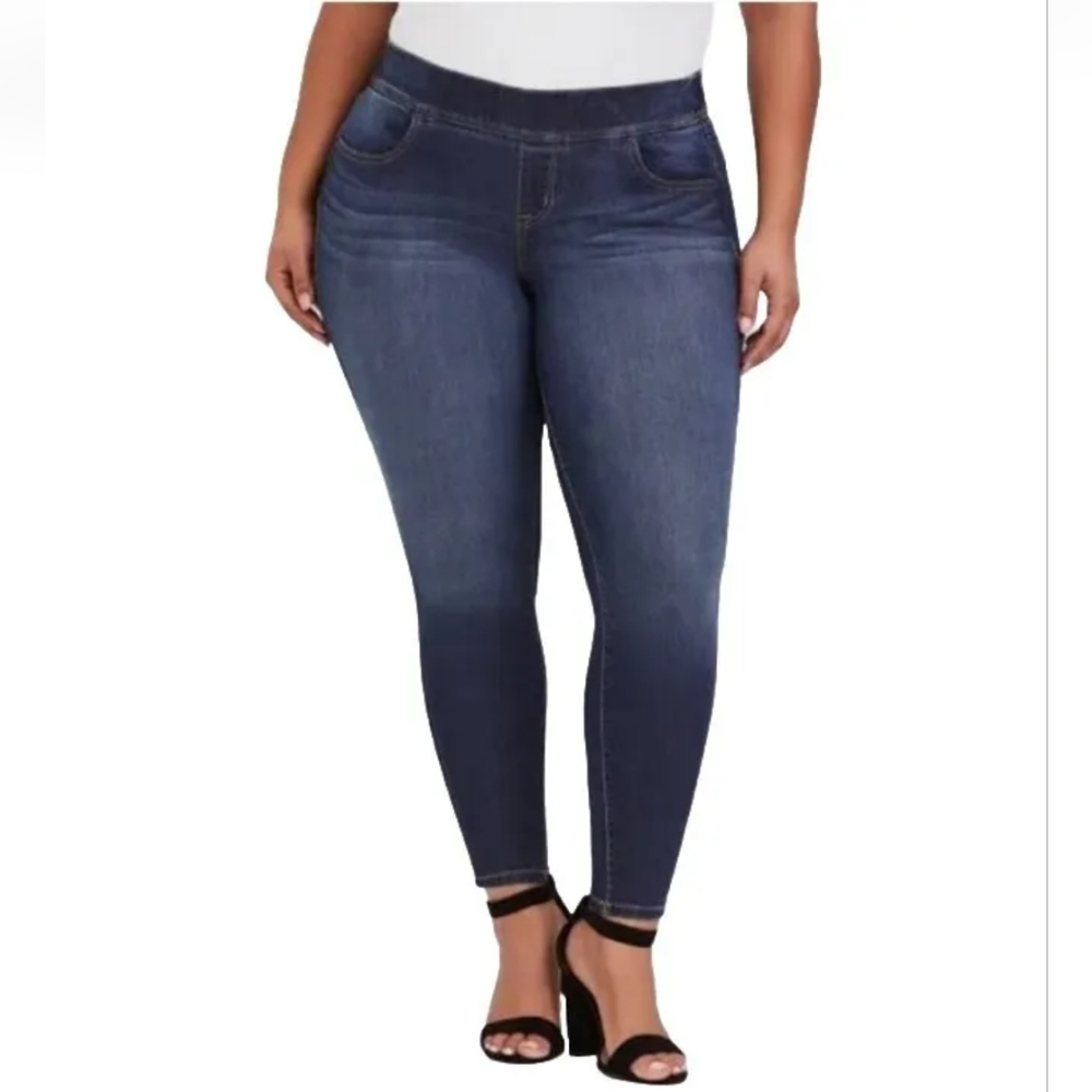 Torrid Lean Jean Pull On Stretch Dark Blue Denim High Waisted Woman Plus 5X Tall